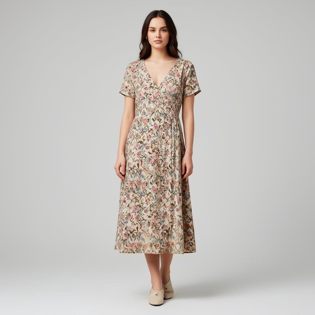 Floral midi dress — Size S — Like new